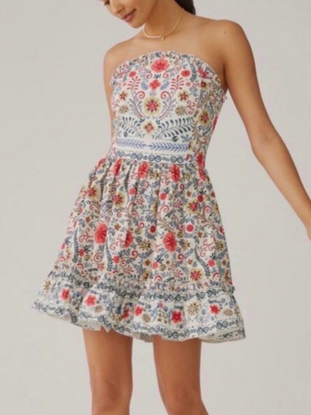 Anthropologie forever that girl ruffle tube dress floral size medium